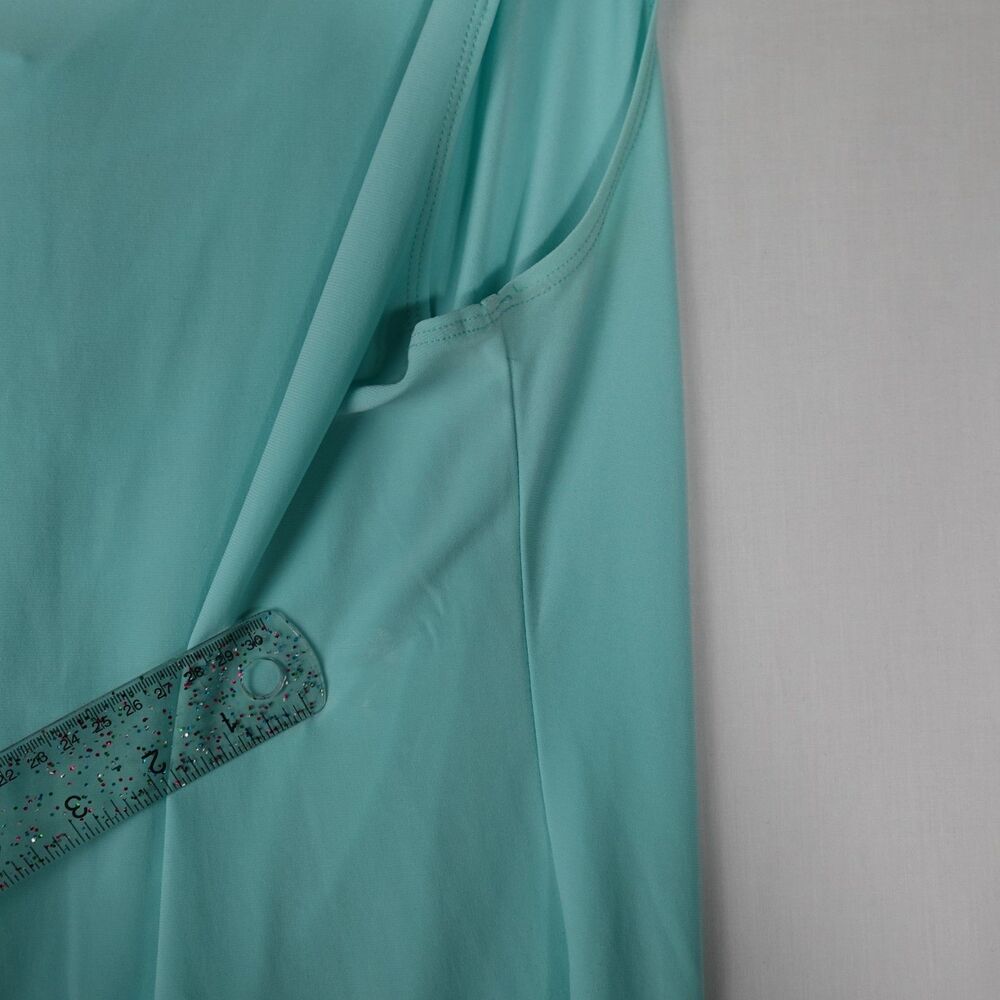 Dressbarn XL Cowl Neck Blouse Aqua Blue Sleeveless Tank Pullover Stretch Career - Picture 4 of 16